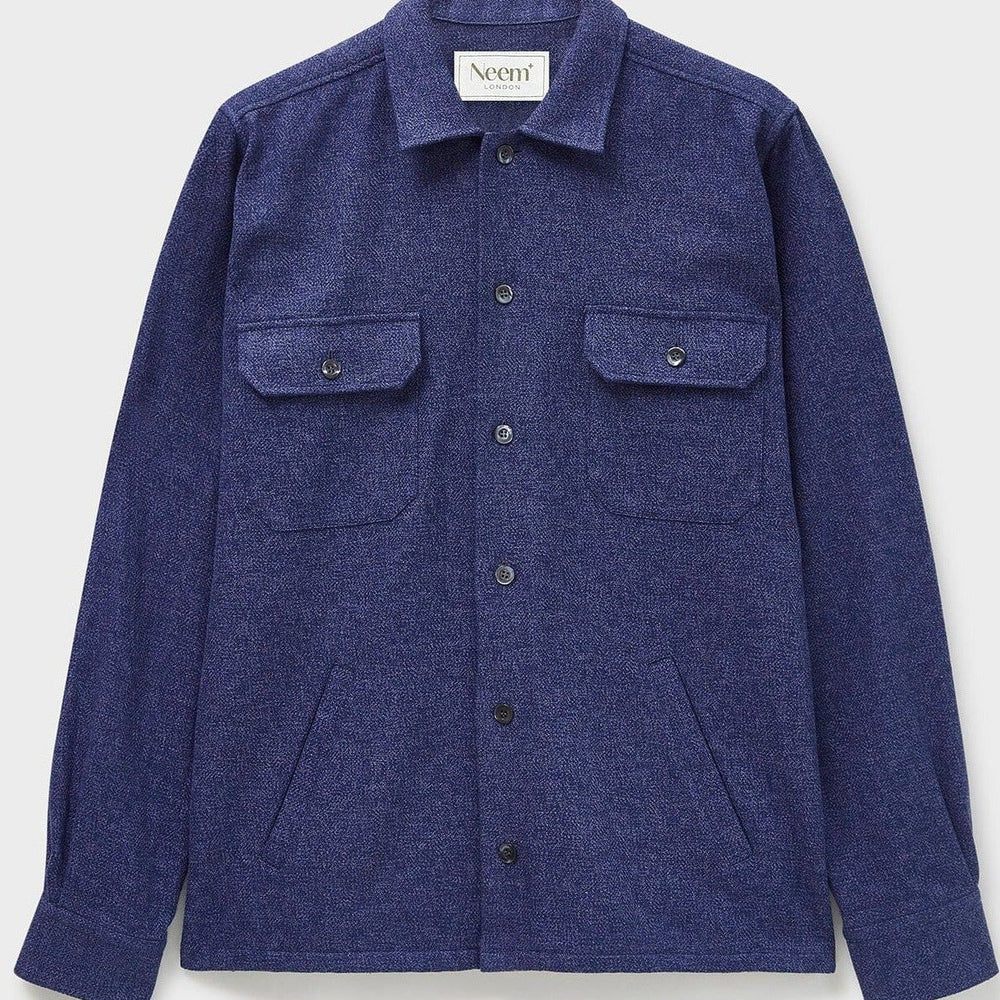 Recycled Piccadilly Cross Weave Blue Overshirt