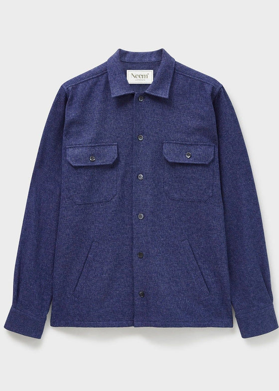 Recycled Piccadilly Cross Weave Blue Overshirt