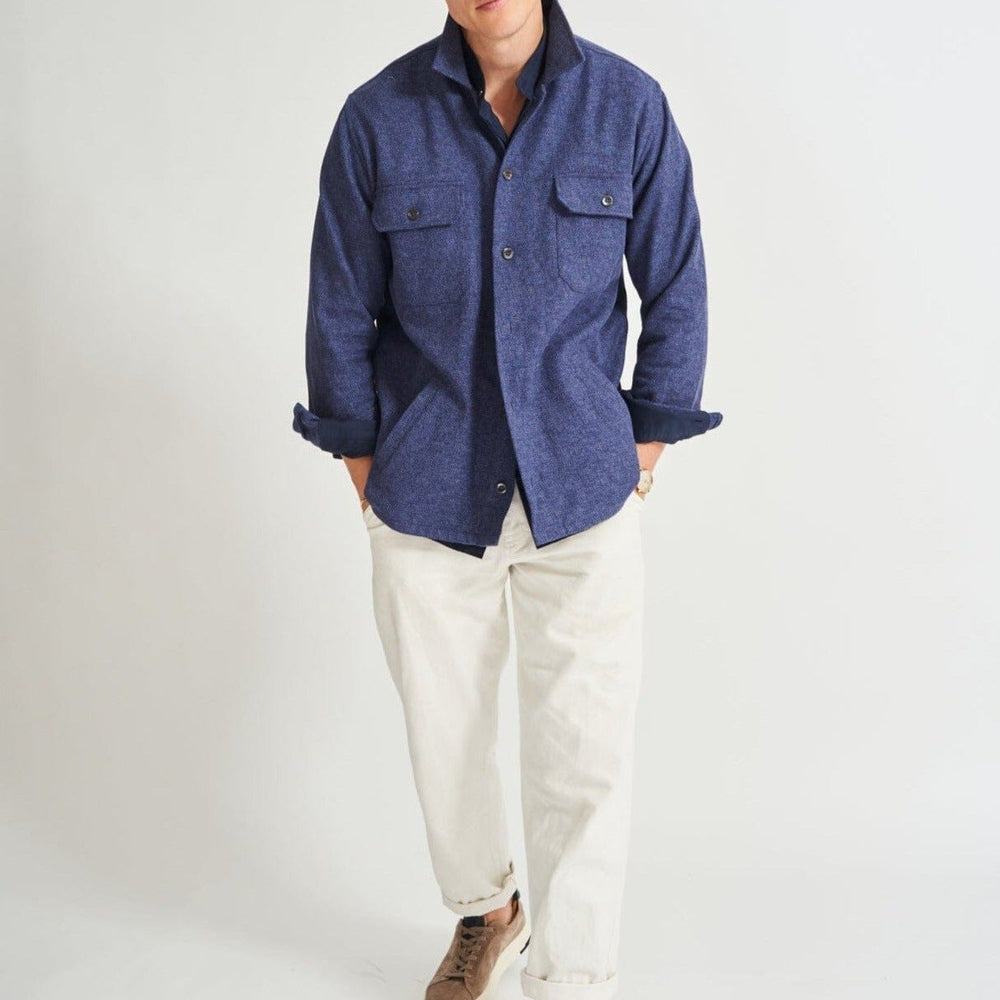 
                  
                    Recycled Piccadilly Cross Weave Blue Overshirt
                  
                