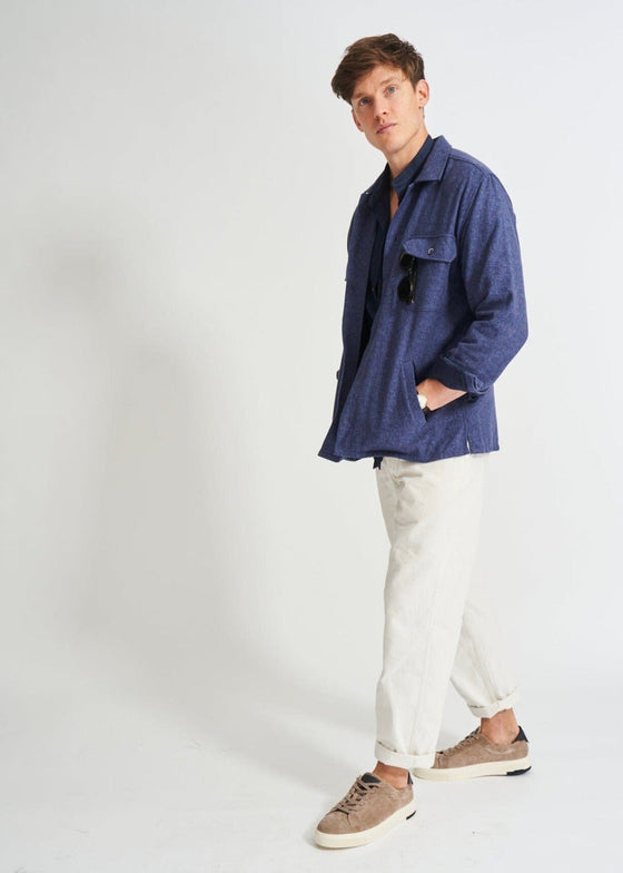 Recycled Piccadilly Cross Weave Blue Overshirt