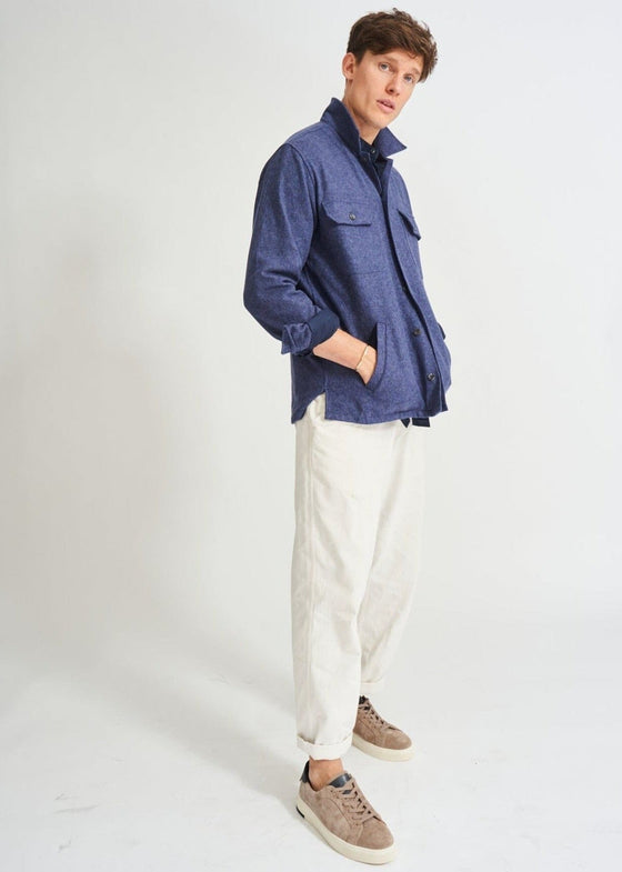 Recycled Piccadilly Cross Weave Blue Overshirt