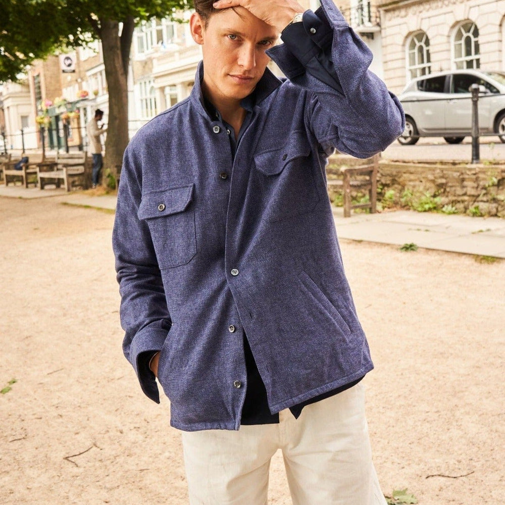 Recycled Piccadilly Cross Weave Blue Overshirt