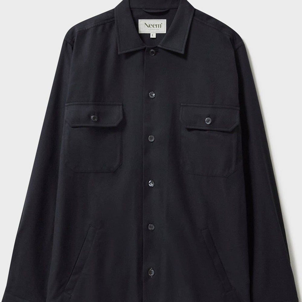 Regenerative Cotton Flannel Black Piccadilly Overshirt