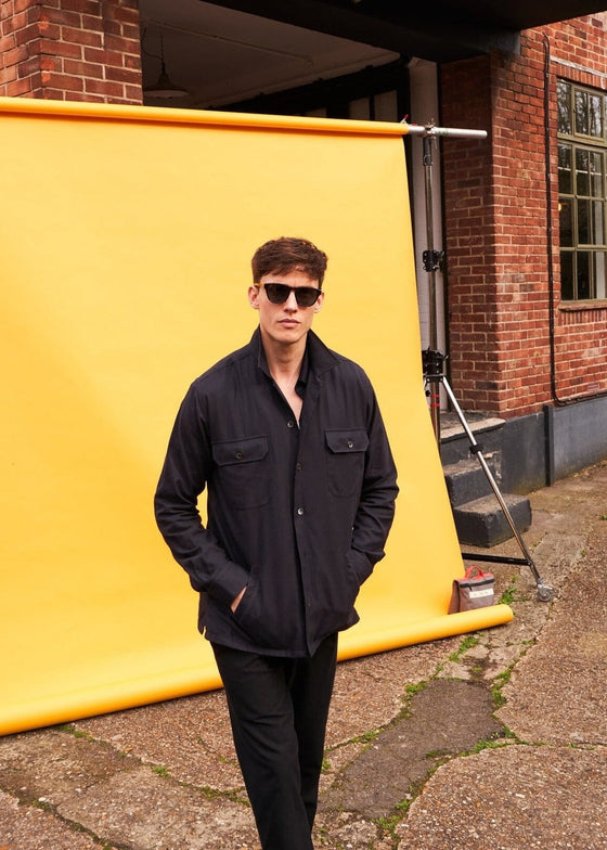 Regenerative Cotton Flannel Black Piccadilly Overshirt