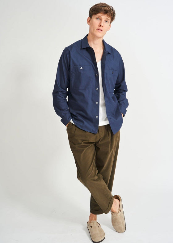 Regenerative Cotton Navy Double Pocket Shirt