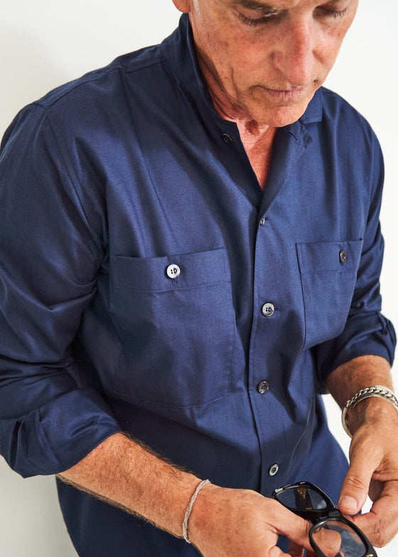 Regenerative Cotton Navy Double Pocket Shirt