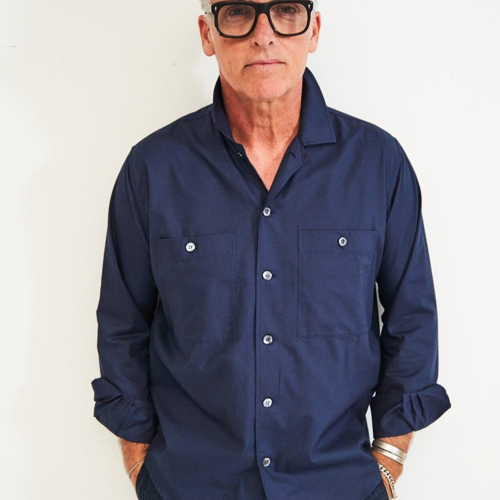 Regenerative Cotton Navy Double Pocket Shirt