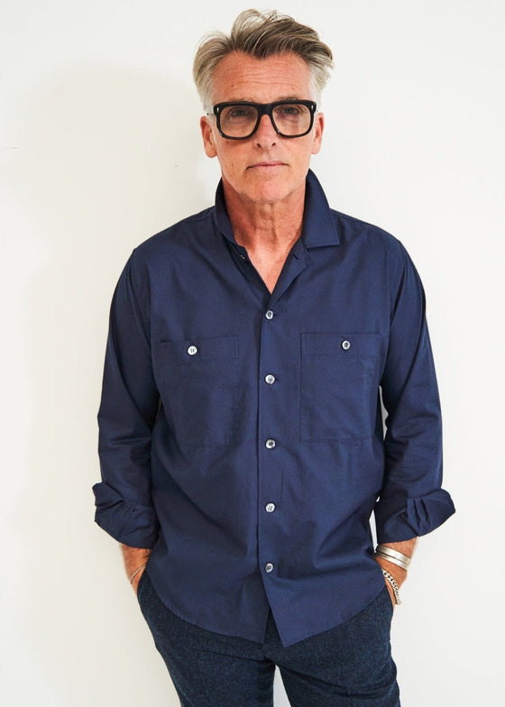 Regenerative Cotton Navy Double Pocket Shirt