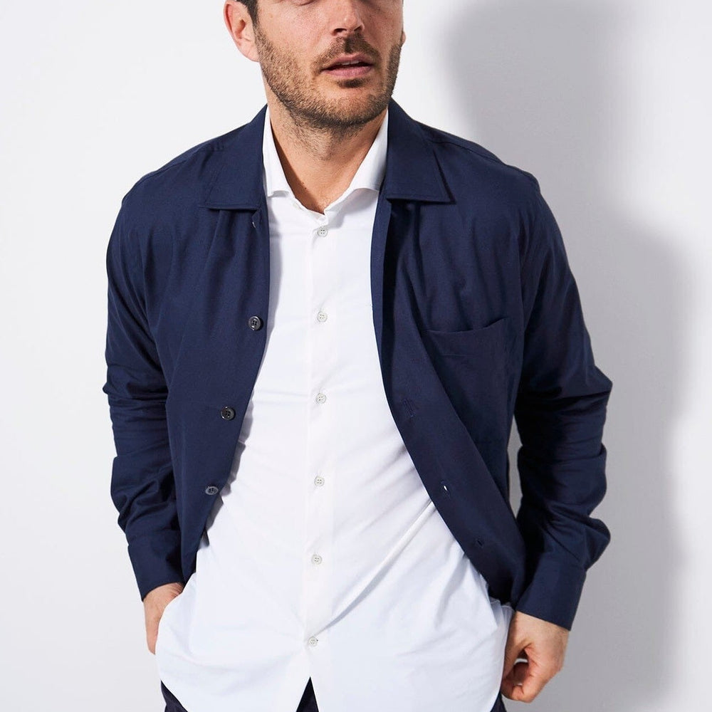 
                  
                    Regenerative Cotton Navy Shirt Jacket
                  
                