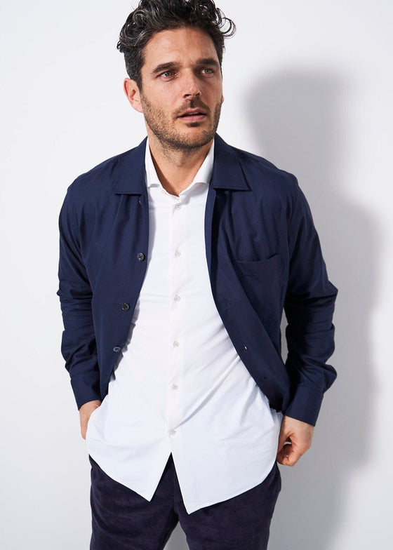 Regenerative Cotton Navy Shirt Jacket