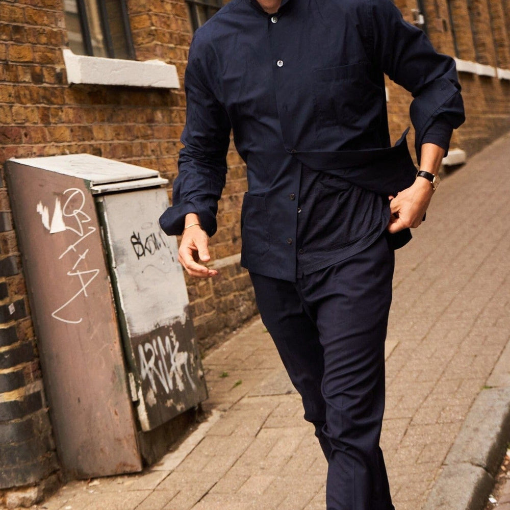 
                  
                    Regenerative Cotton Navy Shirt Jacket
                  
                