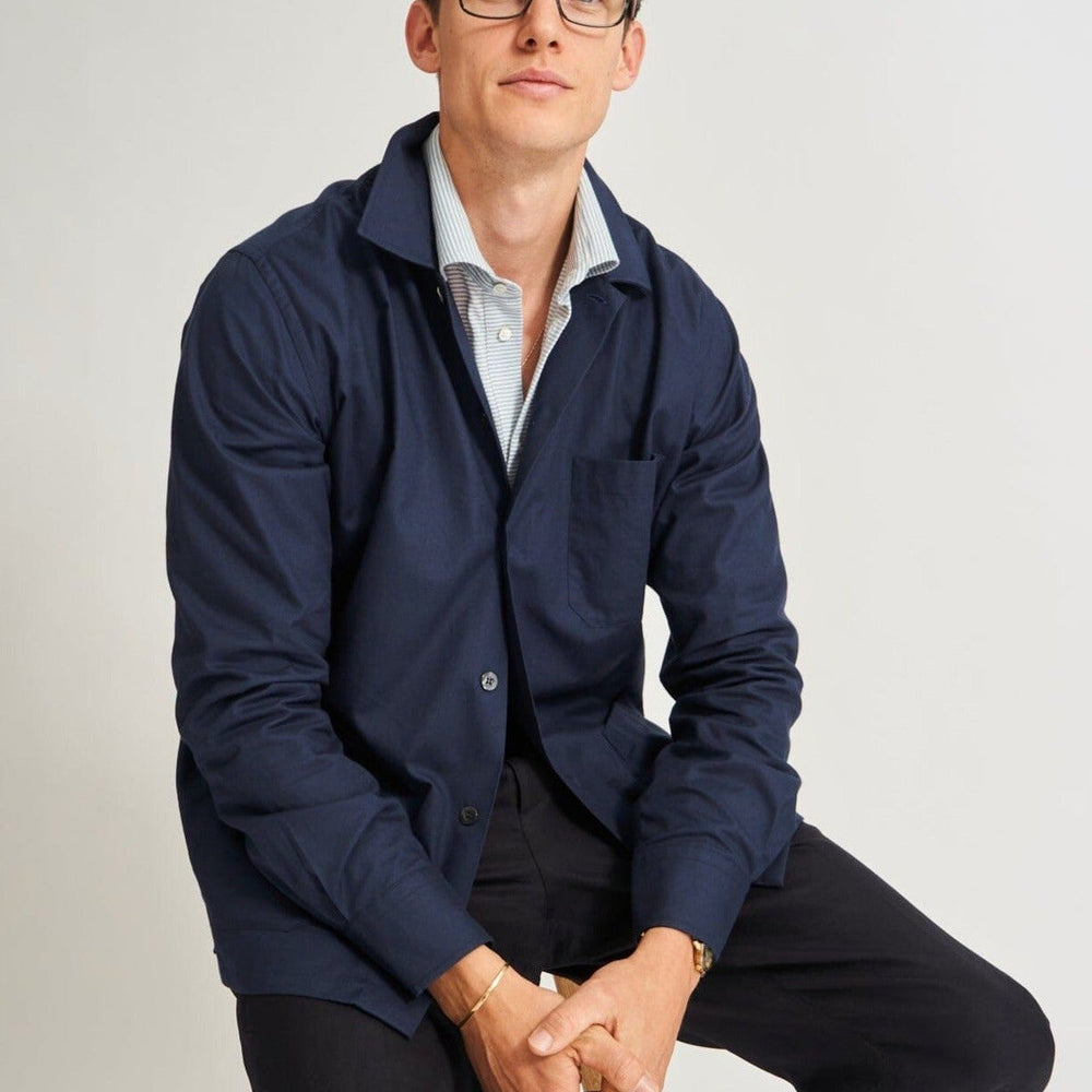 
                  
                    Regenerative Cotton Navy Shirt Jacket
                  
                