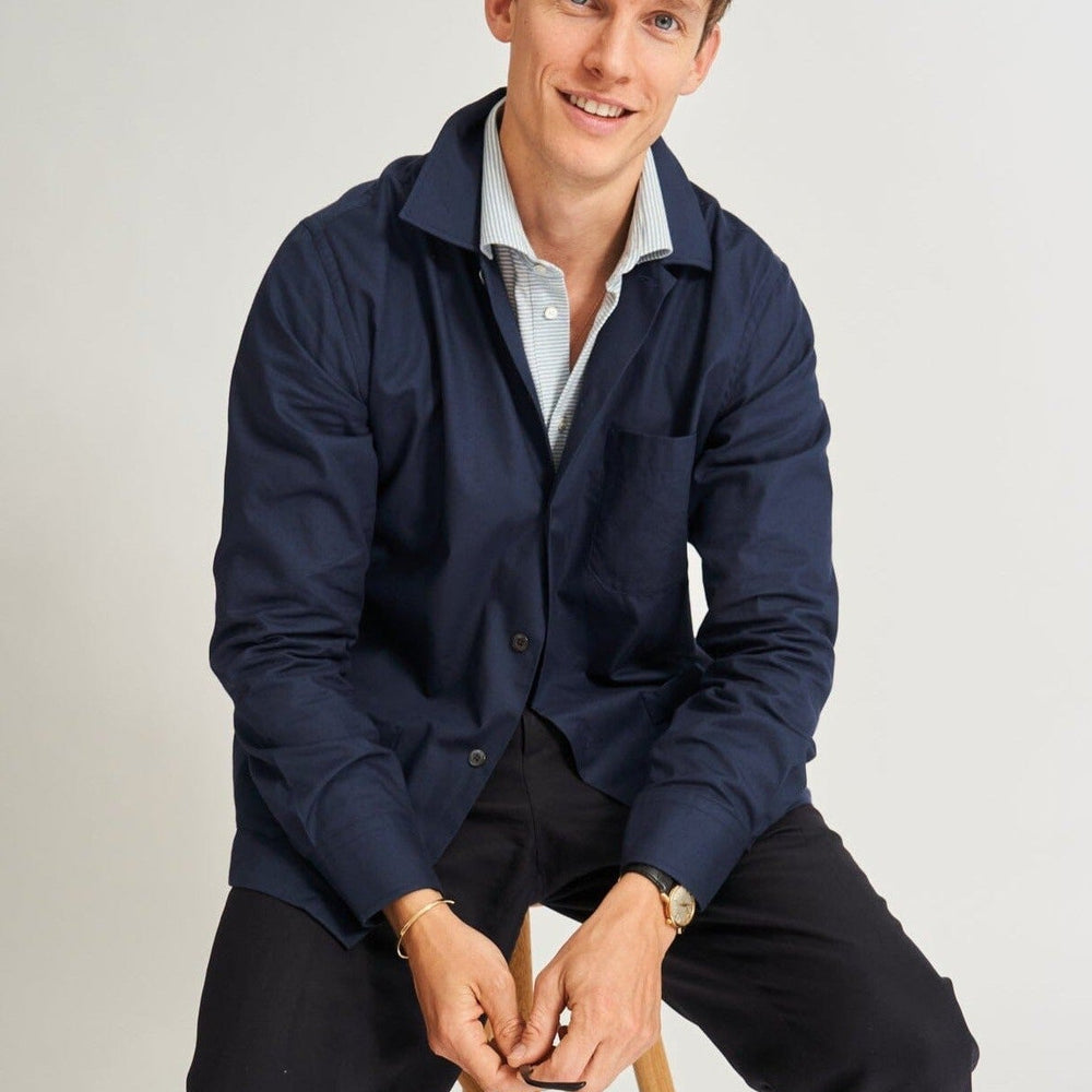 
                  
                    Regenerative Cotton Navy Shirt Jacket
                  
                