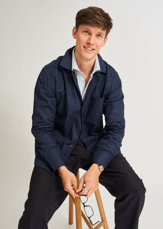 Regenerative Cotton Navy Shirt Jacket