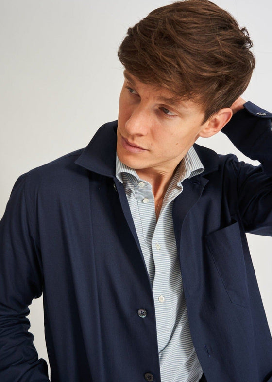 Regenerative Cotton Navy Shirt Jacket