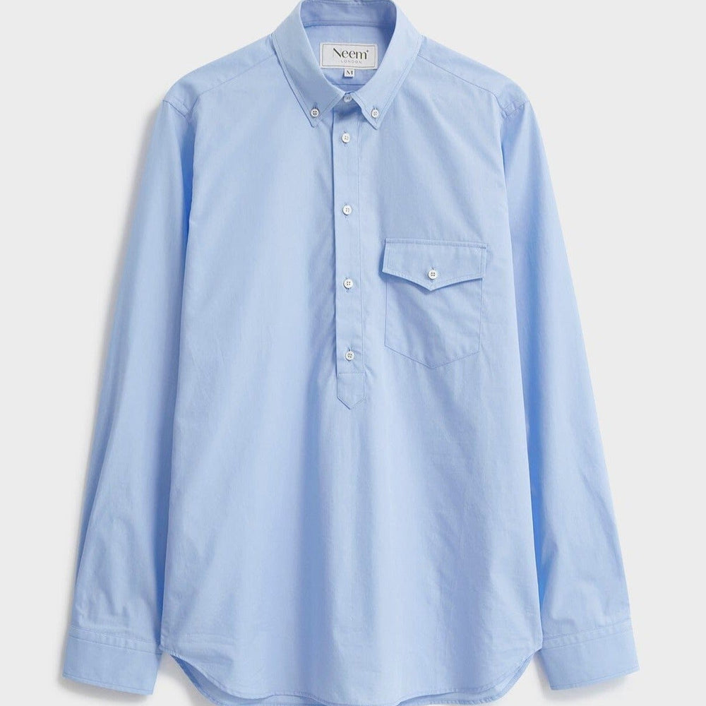 Regenerative Cotton Poplin Sky Modern Button-down Shirt