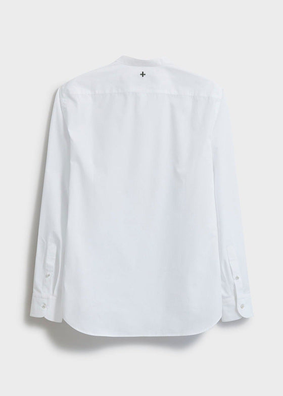 Regenerative Cotton Poplin White Nehru Shirt