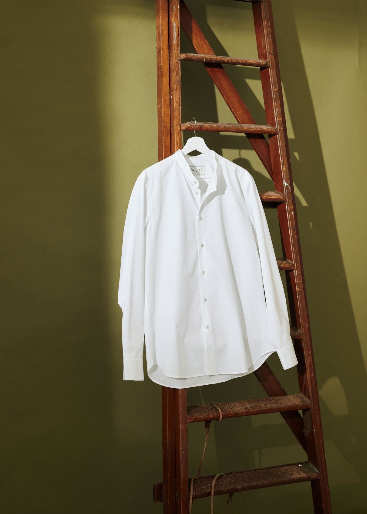 Regenerative Cotton Poplin White Nehru Shirt