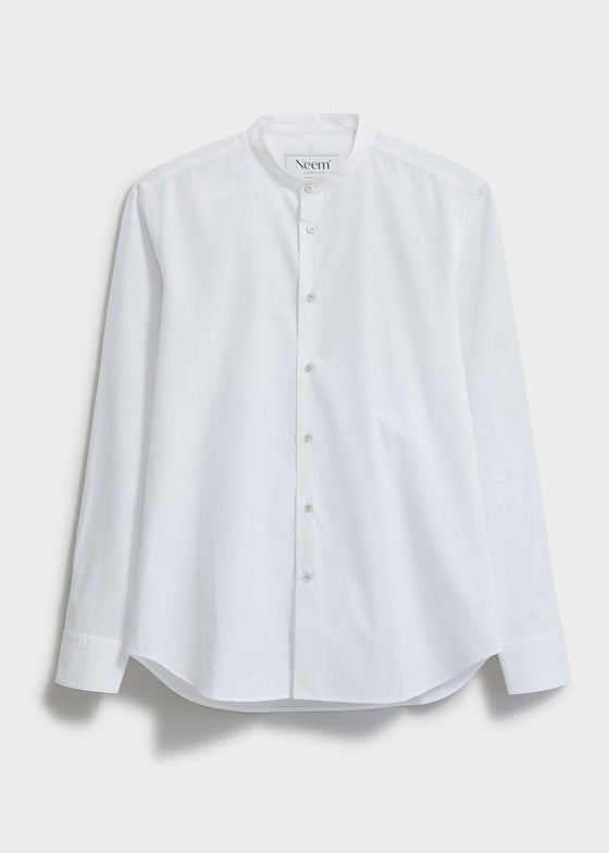 Regenerative Cotton Poplin White Nehru Shirt