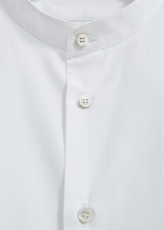 Regenerative Cotton Poplin White Nehru Shirt