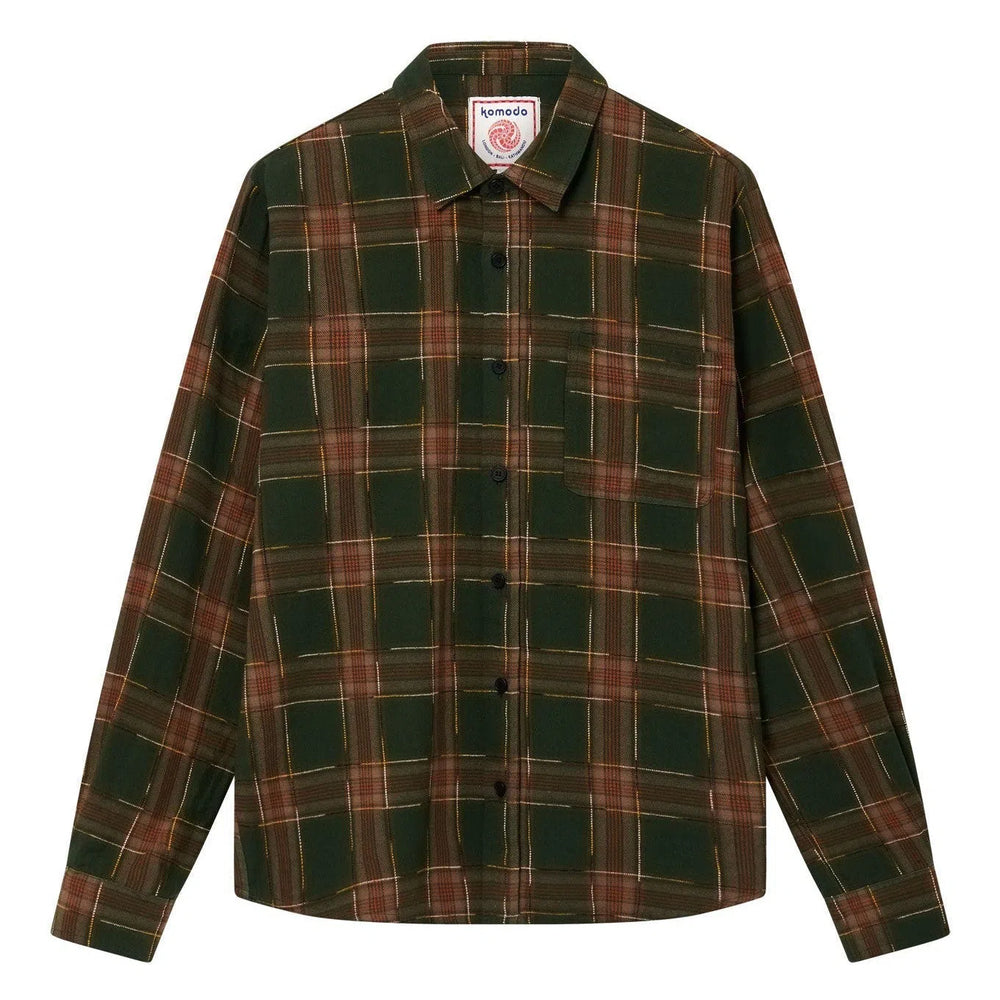 SANTI Organic Cotton Flannel Shirt - Green Check