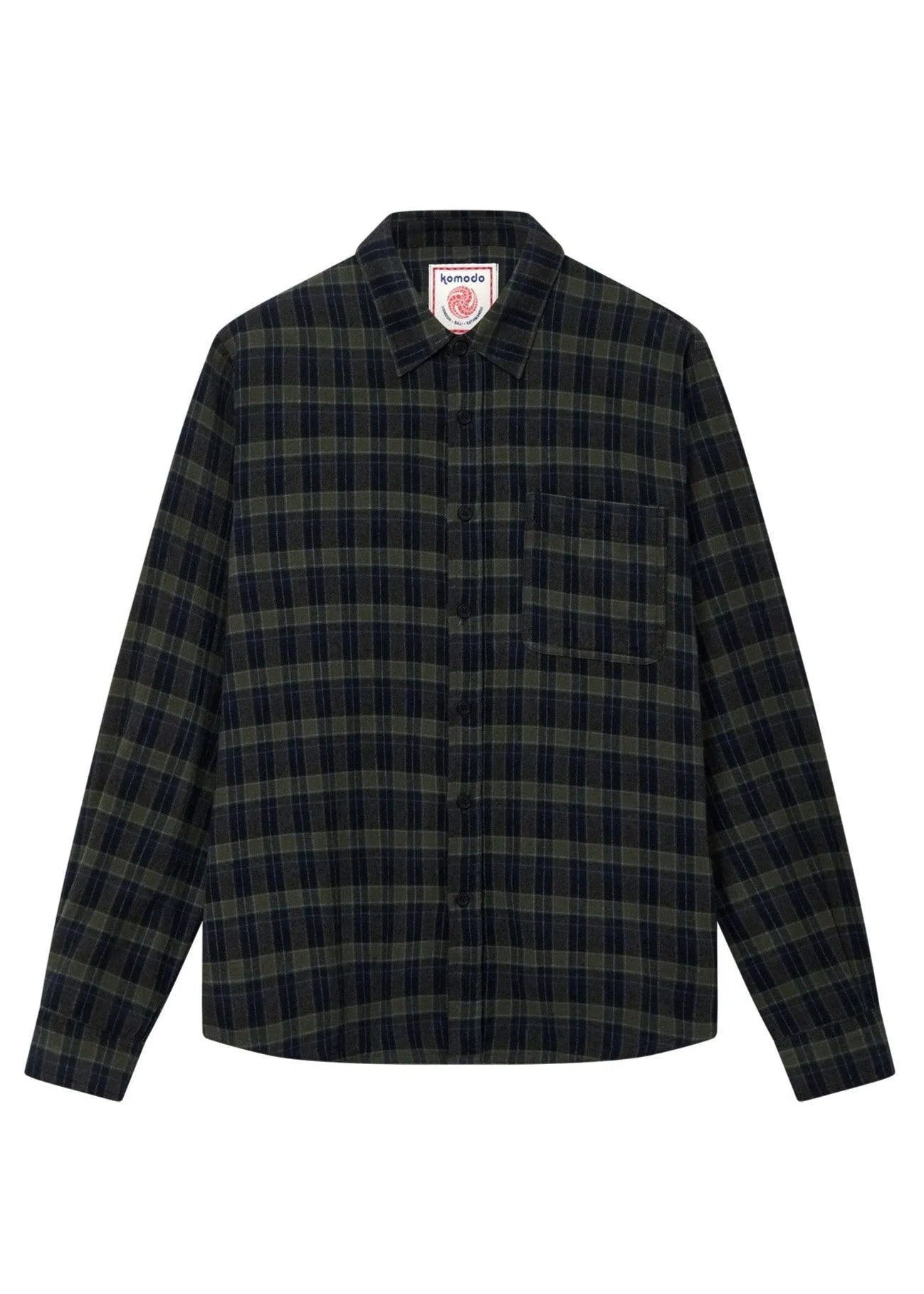 SANTI Organic Cotton Flannel Shirt - Navy Check