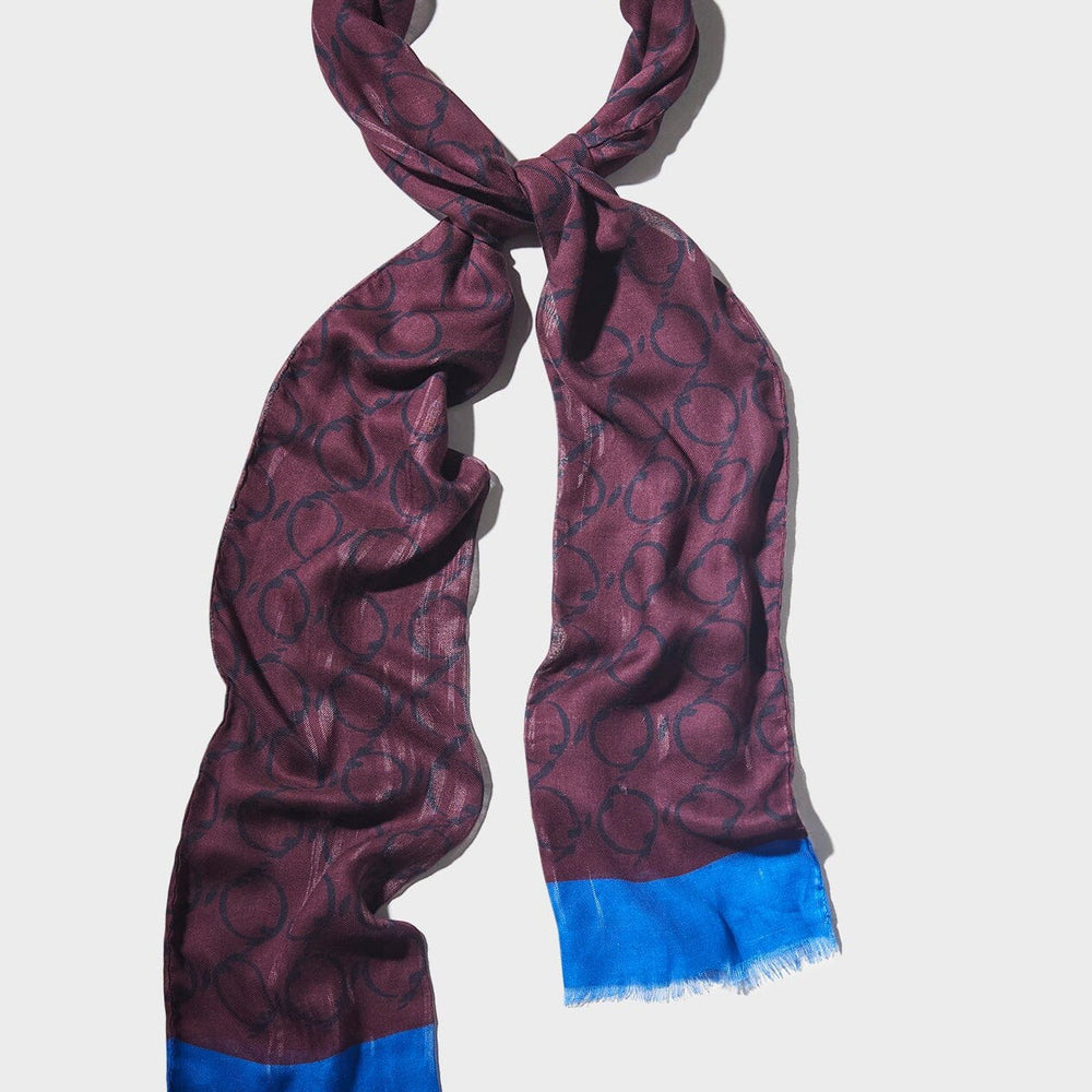 
                  
                    Italian Tencel Biodegradable Burgundy Border Scarf
                  
                