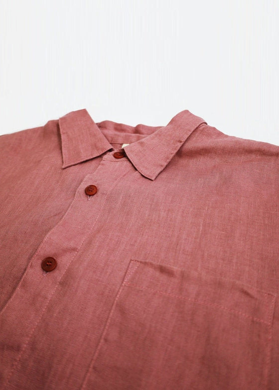 SEB Organic Linen Shirt Mens - Dusty Pink