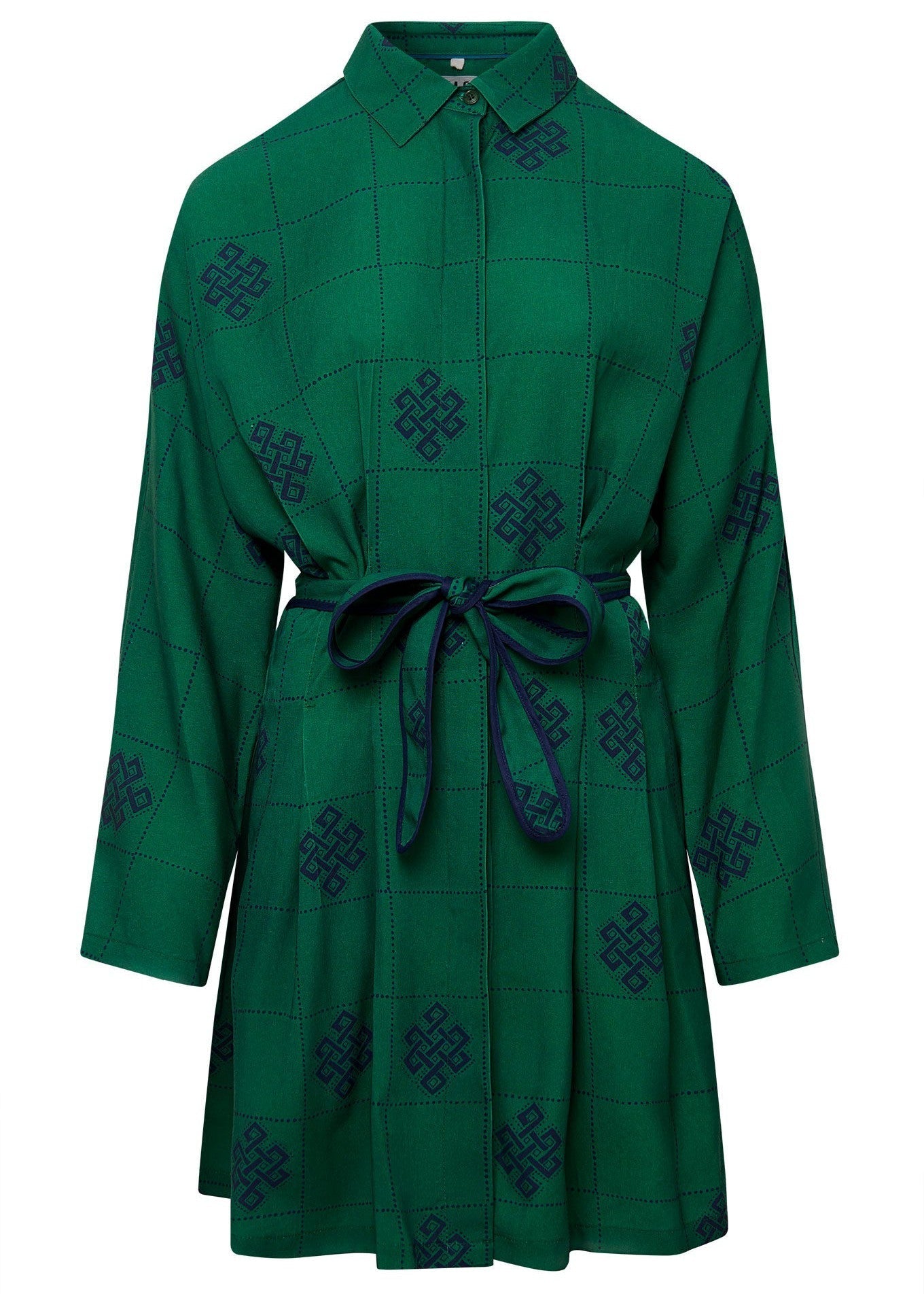 SEBA Tencel Dress - Green Eternal Knot Print