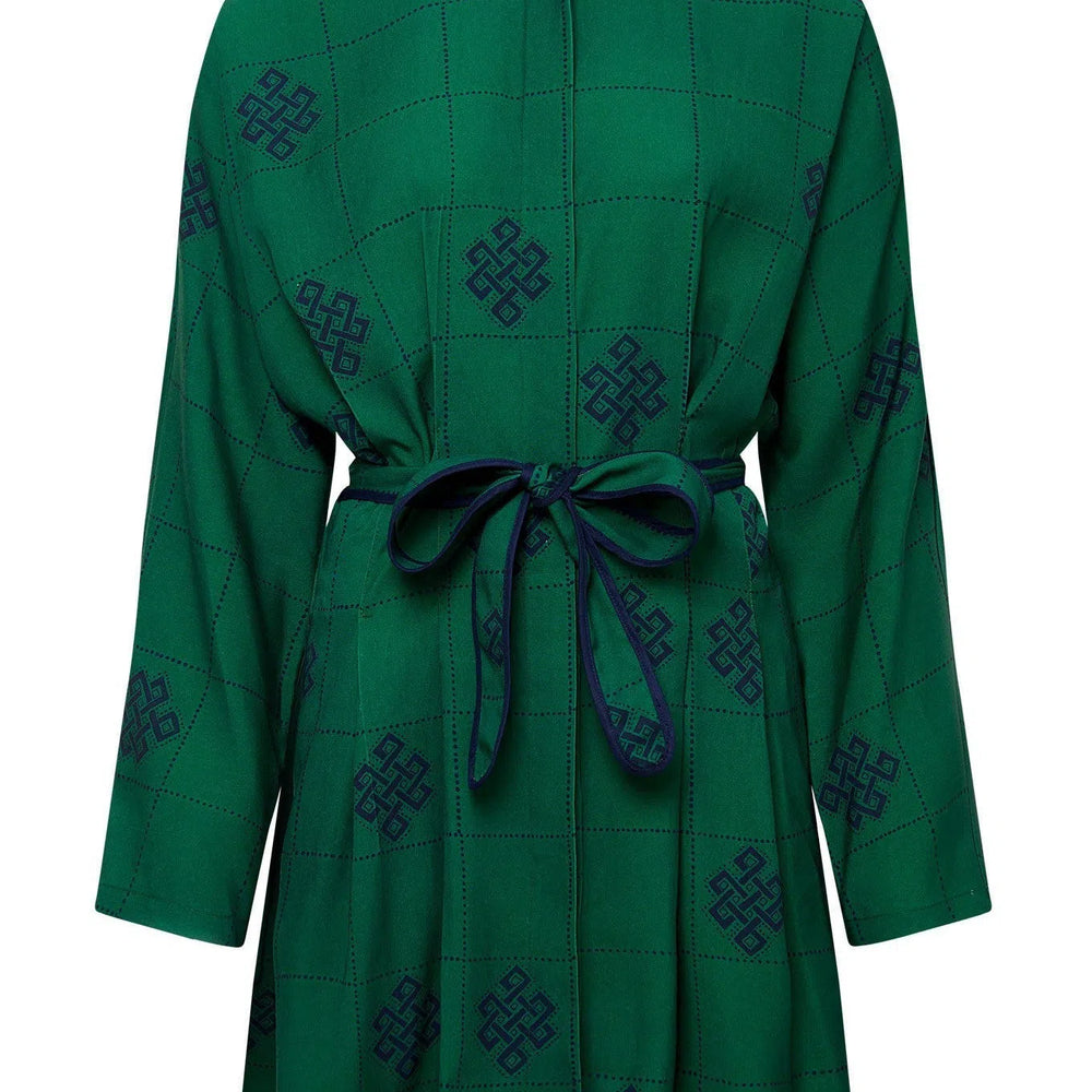 SEBA Tencel Dress - Green Eternal Knot Print