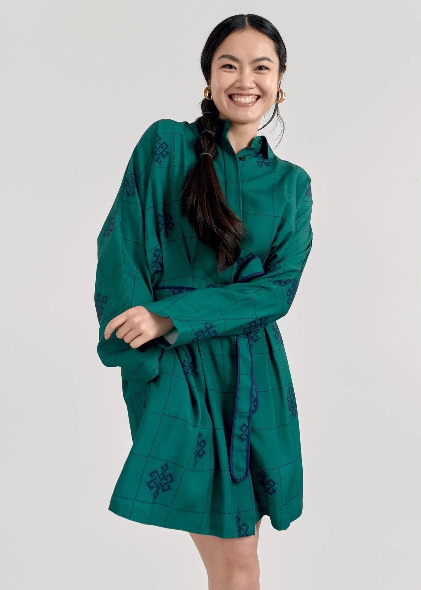 SEBA Tencel Dress - Green Eternal Knot Print