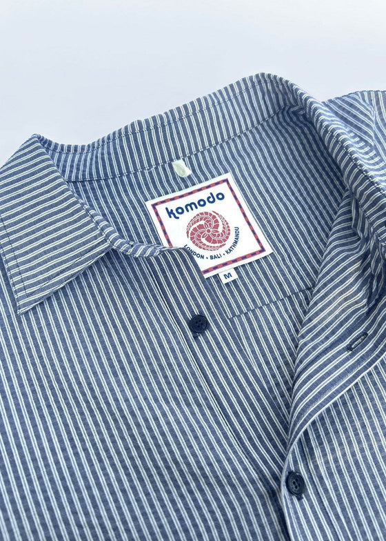 SPECTRE Organic Cotton Shirt - Navy Pinstripe