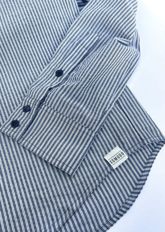 SPECTRE Organic Cotton Shirt - Navy Pinstripe