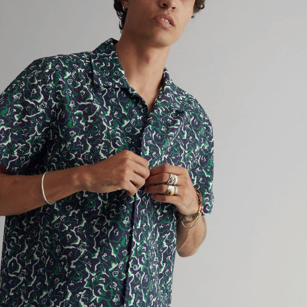 SPINDRIFT Shirt Mens - Navy Print