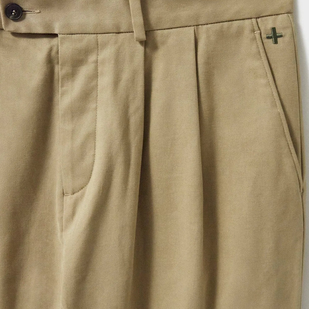 
                  
                    Organic Cotton stretch Oatmeal Pleated Trouser
                  
                