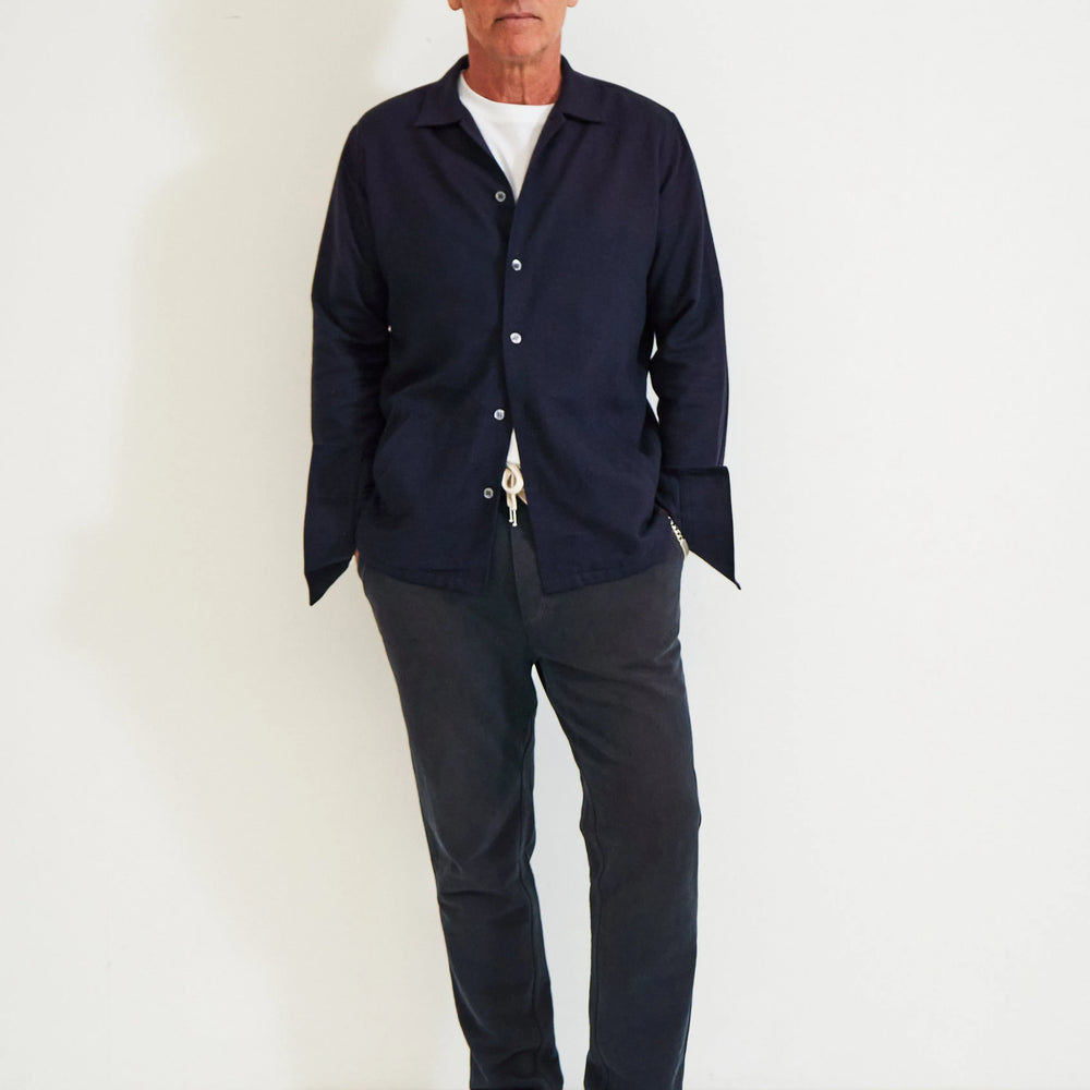
                  
                    Recycled Italian Flannel Deep Navy St James Overshirt
                  
                