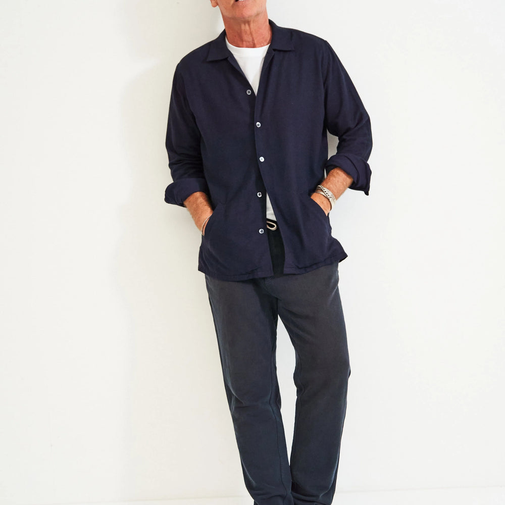 
                  
                    Recycled Italian Flannel Deep Navy St James Overshirt
                  
                