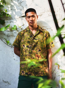  SPINDRIFT - Organic Cotton Shirt Tropical Print Green