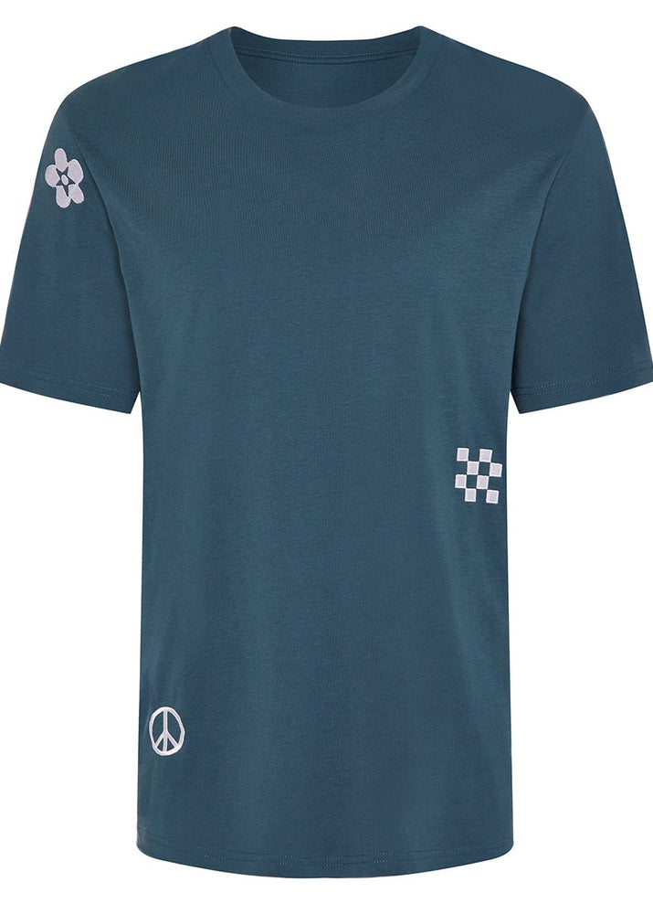 
                  
                    Men's Symbols Embroidered Organic Cotton T-Shirt - Teal
                  
                