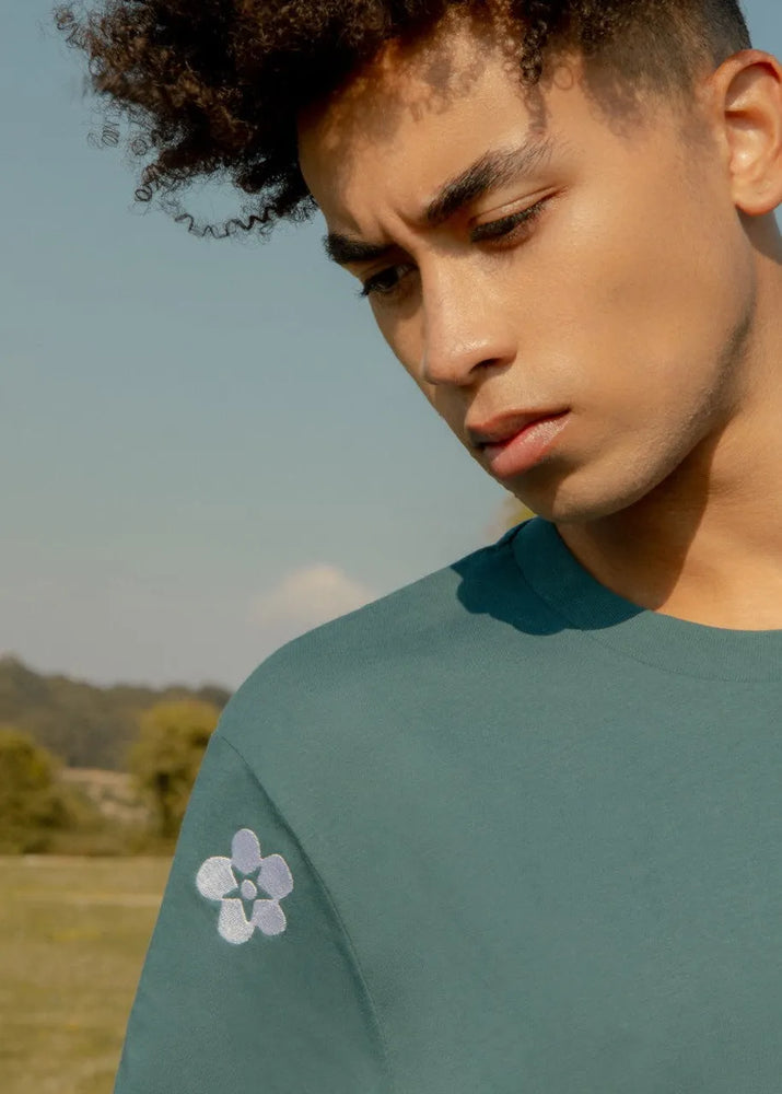 
                  
                    Men's Symbols Embroidered Organic Cotton T-Shirt - Teal
                  
                