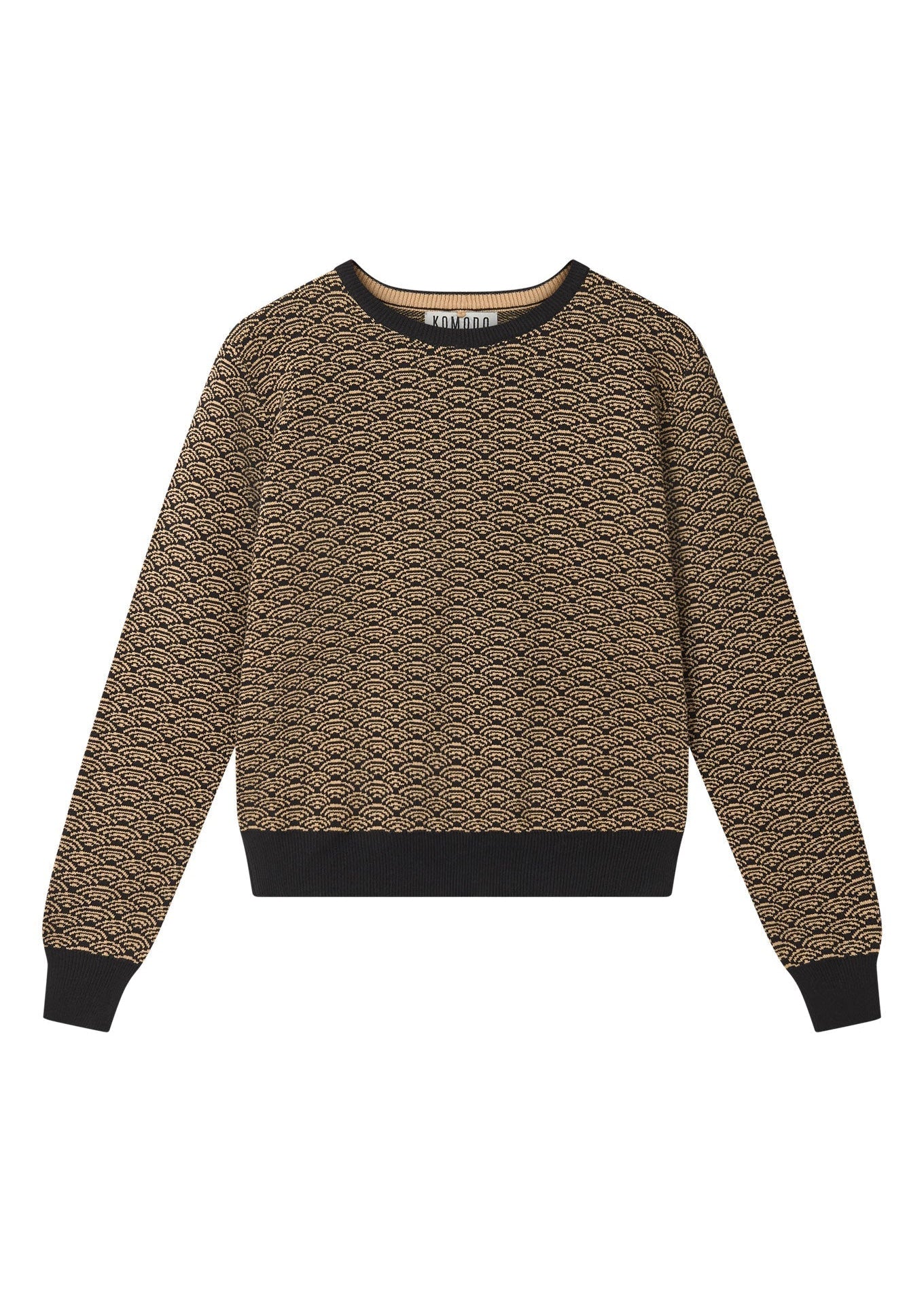 Brown patterned sweater on a white background