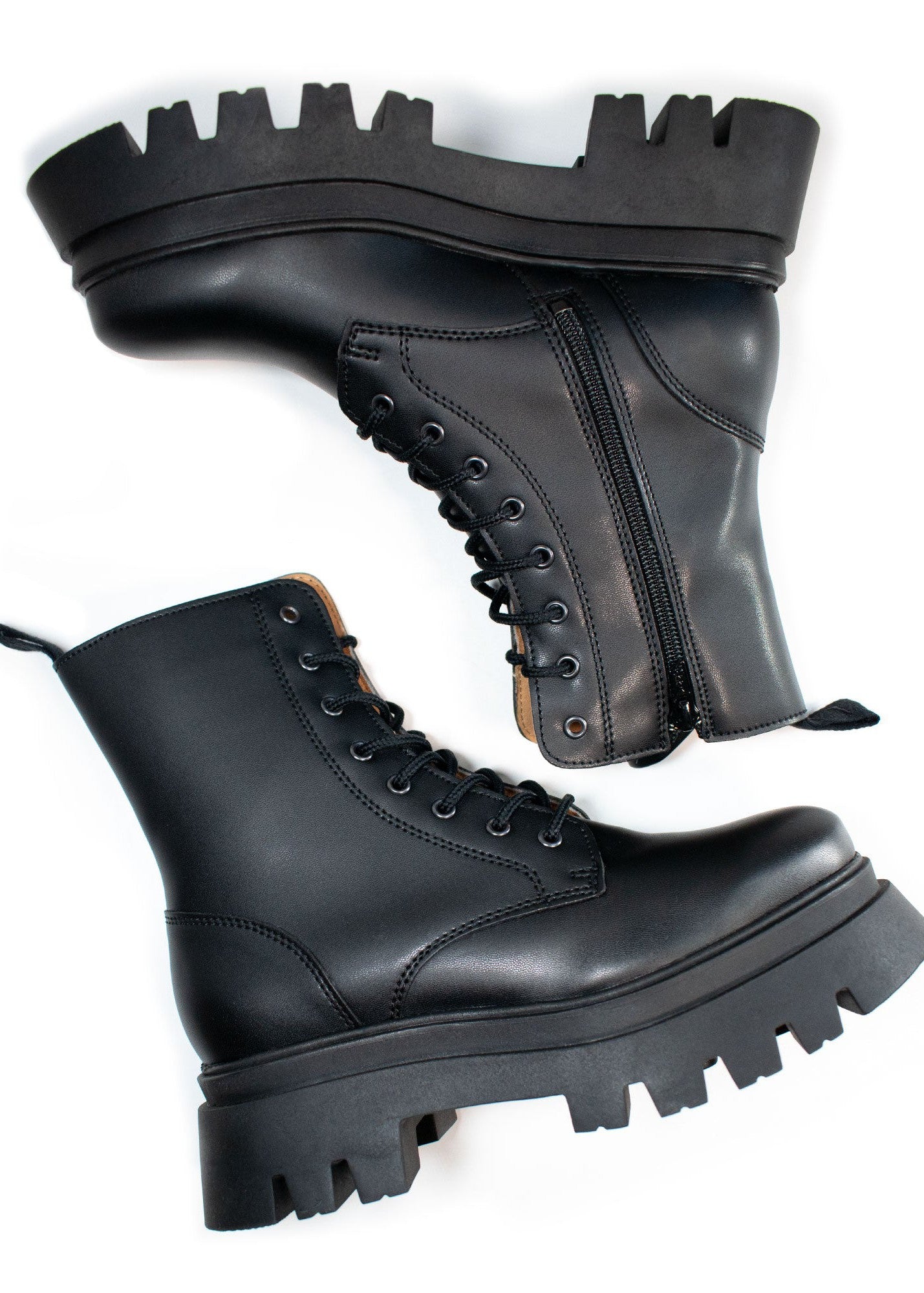 Track Sole 8-Eye Lace Up Boots