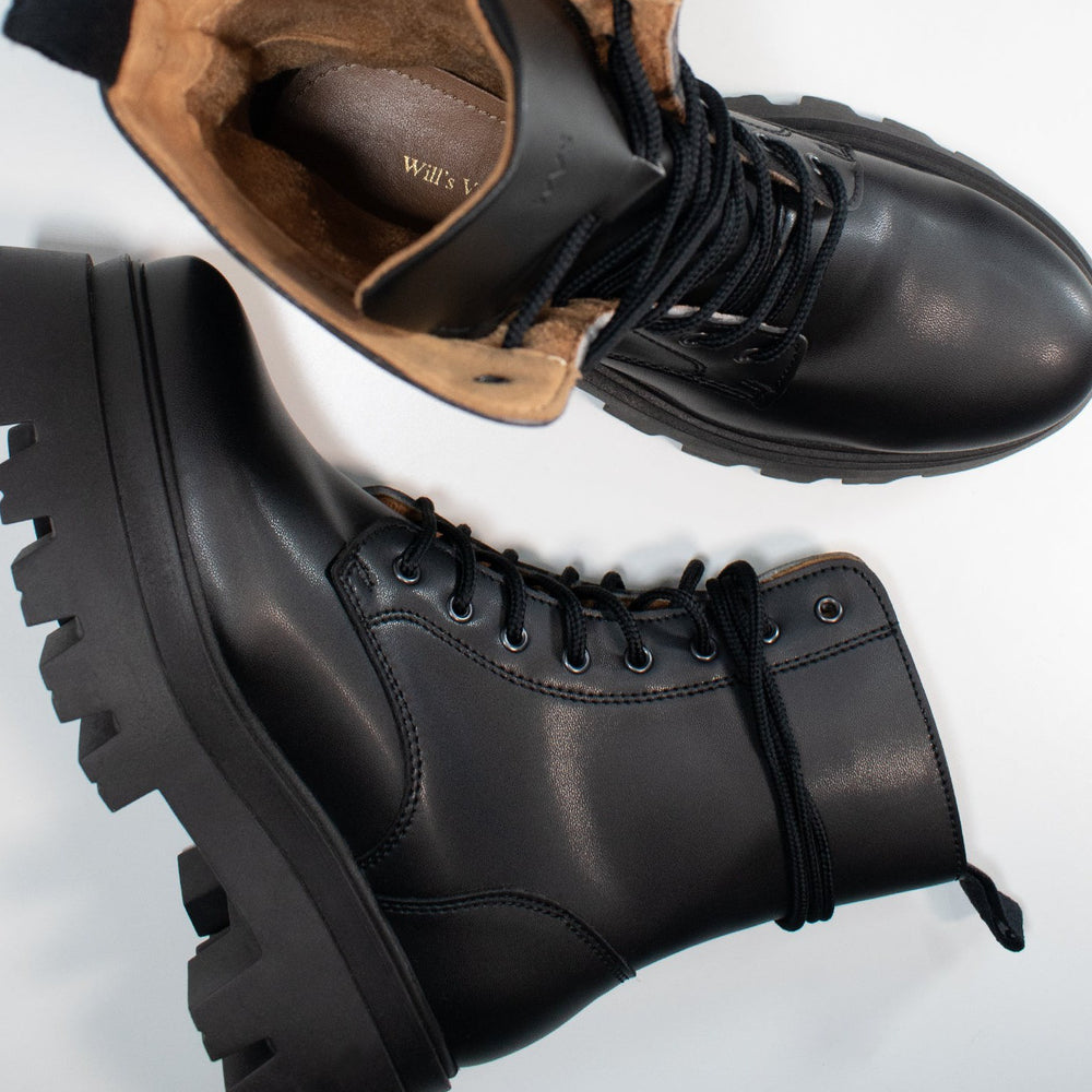 Track Sole 8-Eye Lace Up Boots