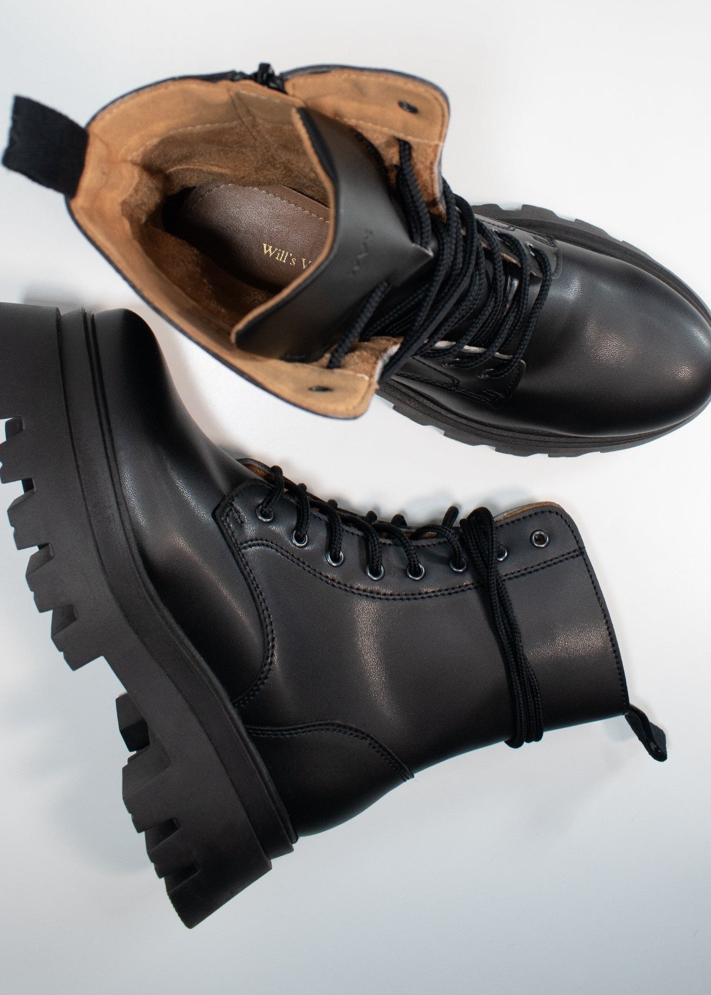 Track Sole 8-Eye Lace Up Boots