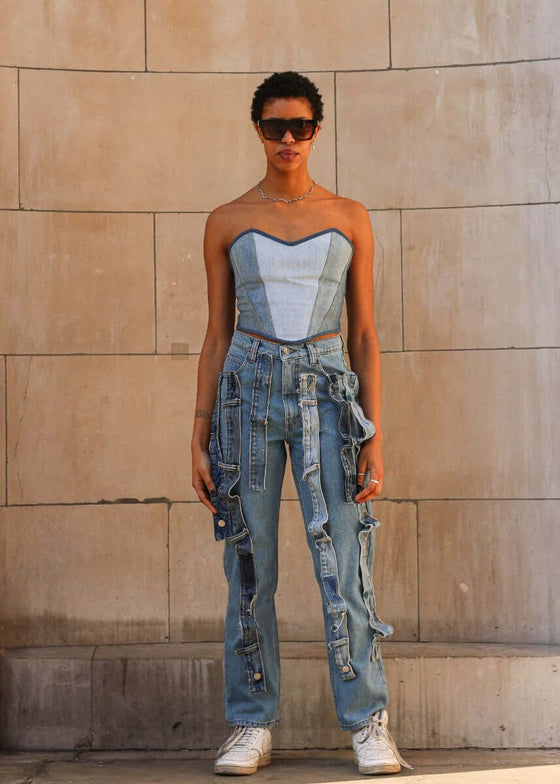 Upcycled Denim Bodice Corset