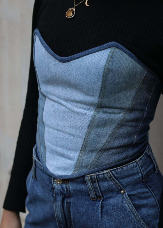 Upcycled Denim Bodice Corset