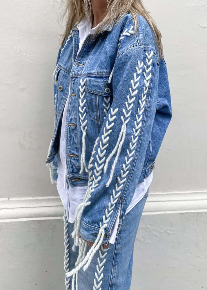 
                  
                    Upcycled Denim Thread Jacket
                  
                