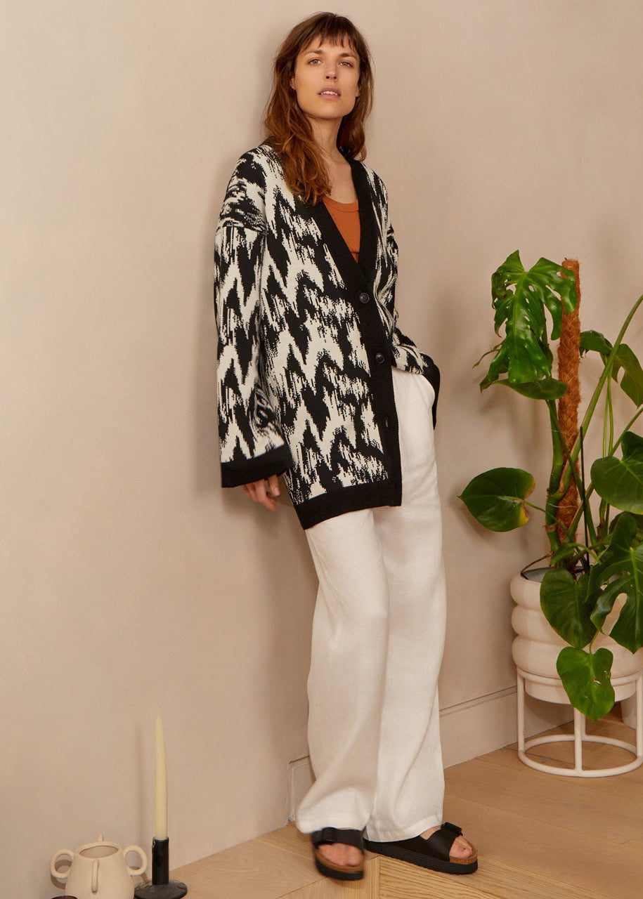 Women's Ikat Organic Cotton Knitted Cardigan