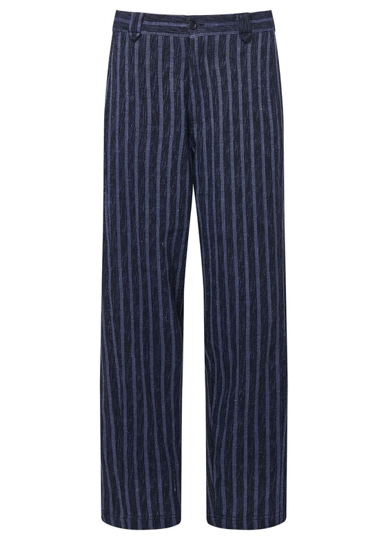 YAKA Handwoven Cotton Trouser - Blue Stripe