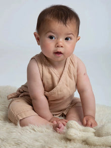 Evan Organic Cotton Baby Romper - Brown